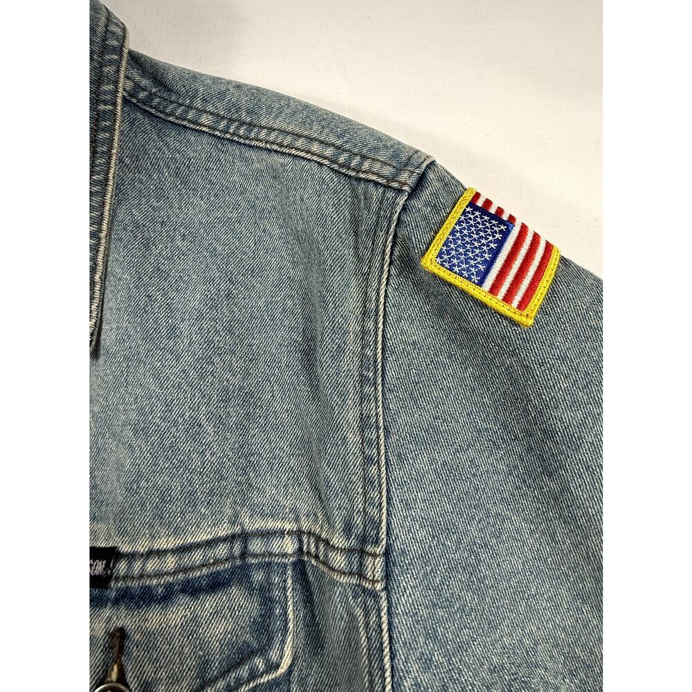 Vintage Harley Davidson Jean Denim Jacket Sz M Logo Patch Blue Trucker Biker - Picture 3 of 13
